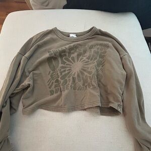 Aerie Olive Green Graphic Crop Top size medium never used